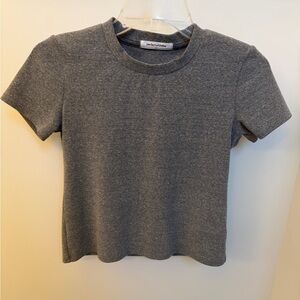 perfectwhitetee Gray Ribbed Crewneck Top